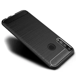 Huawei Y6p Telefontok - Carbon fiber fekete szilikon tok-2