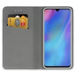 Huawei P30 Pro Telefontok - sötétkék mágneses átlátszó szilikon keretes könyvtok-2