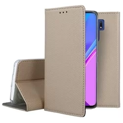 Telefontok Xiaomi Redmi 9 - arany mágneses szilikon keretes könyvtok-1