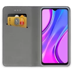 Xiaomi Redmi 9 Telefontok - piros mágneses szilikon keretes könyvtok-1