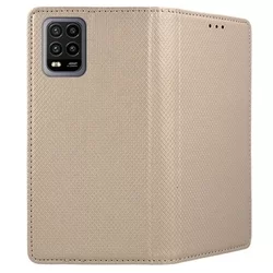 Xiaomi Mi 10 Lite 5G Telefontok - arany mágneses szilikon keretes könyvtok-2
