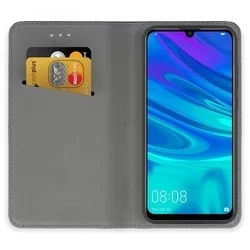 Huawei P Smart 2019 / Honor 10 Lite Telefontok - fekete mágneses szilikon keretes könyvtok-1