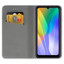 Huawei Y8p Telefontok - fekete mágneses szilikon keretes könyvtok-1