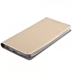 Huawei P20 Lite Telefontok - arany mágneses átlátszó szilikon keretes könyvtok-3