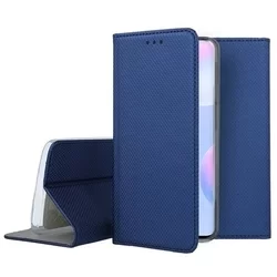 Xiaomi Redmi 9A / 9AT Telefontok - sötétkék mágneses szilikon keretes könyvtok-2
