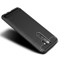 Xiaomi Redmi 9 Telefontok - Carbon Fiber fekete szilikon tok-1