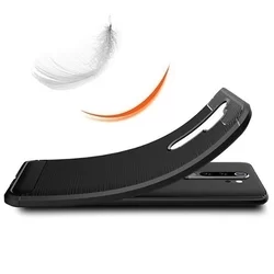 Xiaomi Redmi 9 Telefontok - Carbon Fiber fekete szilikon tok-2