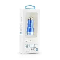 BLUN CC-DAQ02 Autós töltő - kék 2USB 3.1A fém szivartöltőfej-4