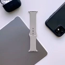 Okosóra szilikon szíj - Apple Watch Series 4/5/6/7/8/9/Ultra/SE (42/44/45/49mm) - TECH-PROTECT SOFTBAND Szürke szilikon szíj-2
