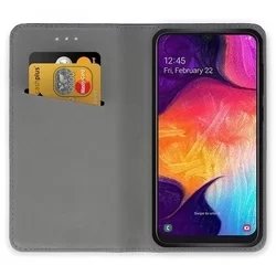 Samsung Galaxy A50s Telefontok - fekete mágneses szilikon keretes könyvtok-3