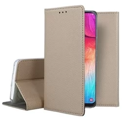 Samsung Galaxy A30s Telefontok - arany mágneses szilikon keretes könyvtok-1