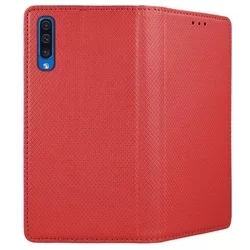 Samsung Galaxy A50s Telefontok - piros mágneses szilikon keretes könyvtok-2