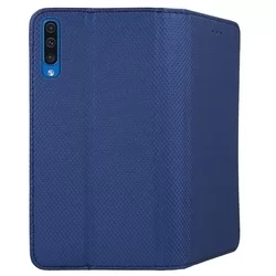 Samsung Galaxy A50 Telefontok - kék mágneses szilikon keretes könyvtok-3