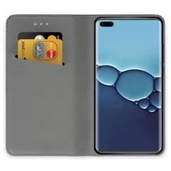 Huawei P40 Pro Telefontok- fekete mágneses szilikon keretes könyvtok-1