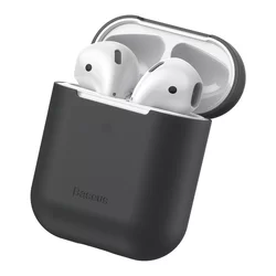 Airpods 1/2 tartó:Baseus Ultrathin AirPods 1/2 tartó - fekete szilikon-3