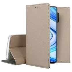 Xiaomi Redmi Note 9 Pro Telefontok - arany mágneses szilikon keretes könyvtok-1