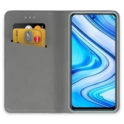 Xiaomi Redmi Note 9 Pro Telefontok - arany mágneses szilikon keretes könyvtok-2