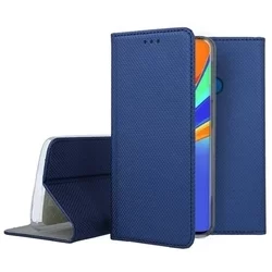 Xiaomi Redmi 9C Telefontok - kék mágneses átlátszó szilikon keretes könyvtok-1