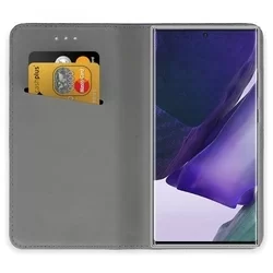 Samsung Galaxy Note20 Ultra Telefontok - arany mágneses szilikon keretes könyvtok-1