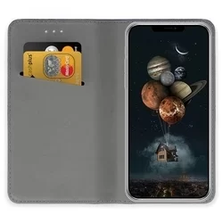 iPhone 12 mini Telefontok - arany mágneses átlátszó szilikon keretes könyvtok-4