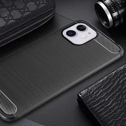 iPhone 12 mini Telefontok - Forcell CARBON fekete szilikon tok-4
