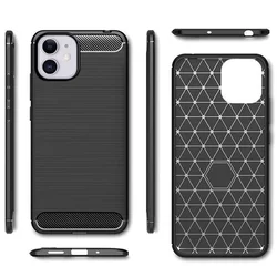 iPhone 12 mini Telefontok - Forcell CARBON fekete szilikon tok-5