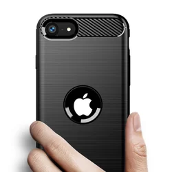 iPhone SE 2020 Telefontok - Forcell Carbon Fiber fekete szilikon tok-1