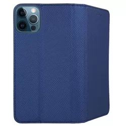 iPhone 12 Pro Telefontok - kék mágneses átlátszó szilikon keretes könyvtok-2
