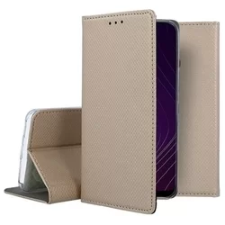 Samsung Galaxy A20s Telefontok - arany mágneses szilikon keretes könyvtok-1