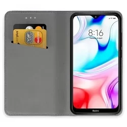 Xiaomi Redmi 8 Telefontok - fekete mágneses szilikon keretes könyvtok-1