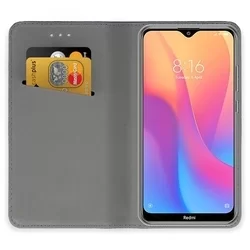 Xiaomi Redmi 8A Telefontok - kék mágneses szilikon keretes könyvtok-1