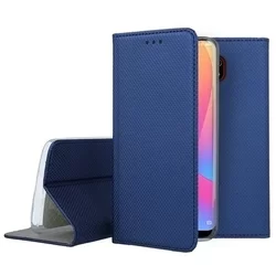 Xiaomi Redmi 8A Telefontok - kék mágneses szilikon keretes könyvtok-2