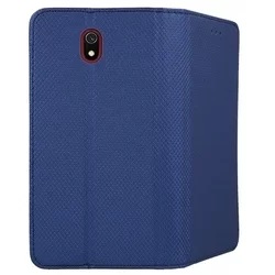 Xiaomi Redmi 8A Telefontok - kék mágneses szilikon keretes könyvtok-3