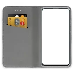 Huawei Y7 2019 / Y7 PRIME 2019 Telefontok - arany mágneses szilikon keretes könyvtok-1