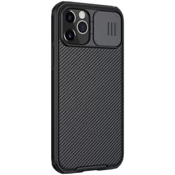 iPhone 12 Pro Telefontok - Nillkin csúsztatható kameravédős fekete hátlap tok-2