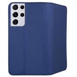Samsung Galaxy S21 Ultra Telefontok - kék mágneses szilikon keretes könyvtok-3