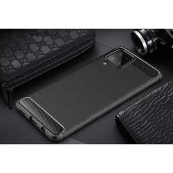 Samsung Galaxy A12 Telefontok - Carbon Fiber fekete szilikon tok-7