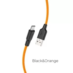 Adatkábel: HOCO Plus X21 - USB / MicroUSB narancssárga adatkábel 1m, 2,4A-1