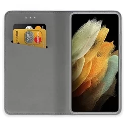 Samsung Galaxy S21 Ultra Telefontok - arany mágneses szilikon keretes könyvtok-1