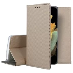 Samsung Galaxy S21 Ultra Telefontok - arany mágneses szilikon keretes könyvtok-2