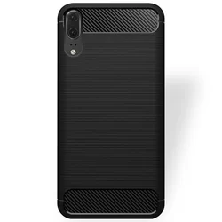 Huawei P20 Telefontok - Carbon Fiber fekete szilikon tok-2