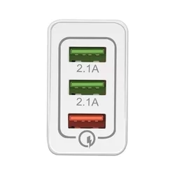 Wozinsky Hálózati töltő WWC-01 - 3 USB porttal, hálózati gyors töltő, fehér, 3A-3