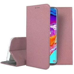 Telefontok Samsung Galaxy A20e - rosegold mágneses szilikon keretes könyvtok-2