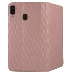 Telefontok Samsung Galaxy A20e - rosegold mágneses szilikon keretes könyvtok-3
