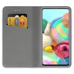 Samsung Galaxy A20e Telefontok - kék mágneses szilikon keretes könyvtok-1