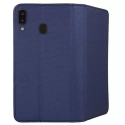 Samsung Galaxy A20e Telefontok - kék mágneses szilikon keretes könyvtok-3