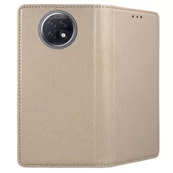 Xiaomi Redmi Note 9T 5G Telefontok - arany mágneses szilikon keretes könyvtok-3