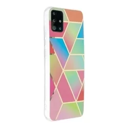 Samsung Galaxy M51 Telefontok - COSMO Marble d4 - Színes mintás műanyag hátlap tok, szilikon kerettel-1