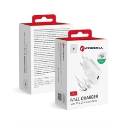 Forcell Töltő - fehér hálózati töltőfej + Lightning / TYPE-C kábel 3A, 20W gyorstöltő-2