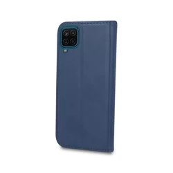 Samsung Galaxy A12 Telefontok - Smart Magnetic kék szilikon keretes mágneses könyvtok-1